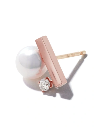 Tasaki 18kt Rose Gold Petit Balance Class Collection Line Akoya Pearl And Diamond Earrings In Gold