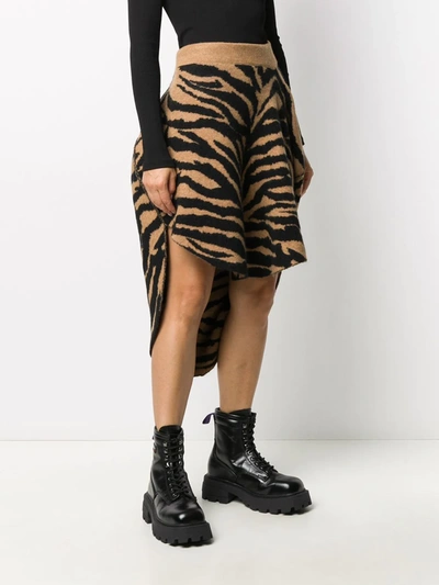 Shop Mm6 Maison Margiela Tiger-print High-low Skirt In Neutrals