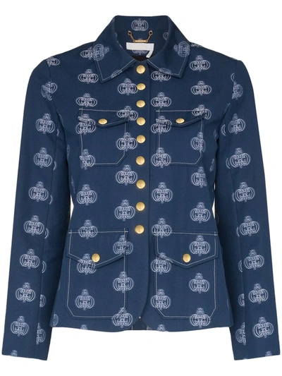 Shop Chloé Logo Printed Jacket In Blue