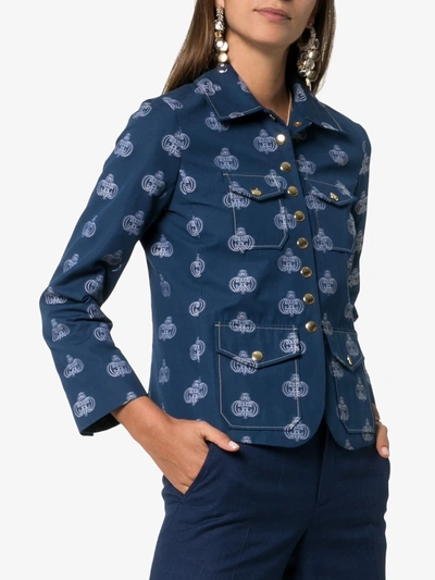 Shop Chloé Logo Printed Jacket In Blue