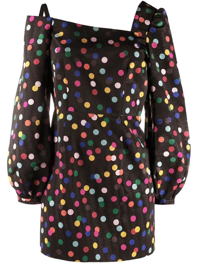 Shop Racil Polka-dot Mini Dress In Black