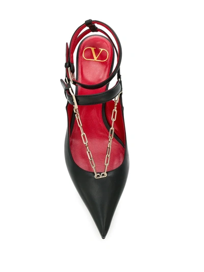 Shop Valentino Chain Detail 45mm Pumps In Black