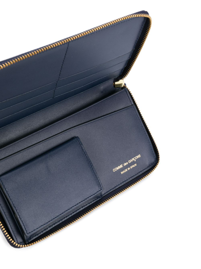 Comme Des Garçons Zip Around Wallet In Blue