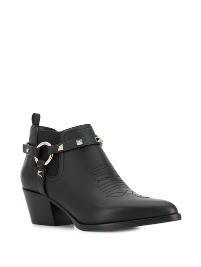 Shop Valentino Harness Cowboy Boots In Black