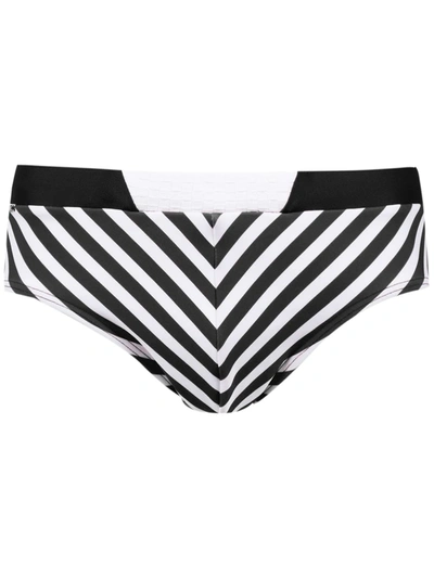 Shop Amir Slama Striped Swim Briefs In Black