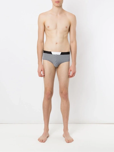 Shop Amir Slama Striped Swim Briefs In Black