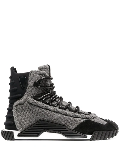 Dolce & Gabbana Grey & Black Wool Ns1 High-top Sneakers ModeSens