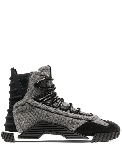 Dolce & Gabbana Grey & Black Wool Ns1 High-top Sneakers | ModeSens