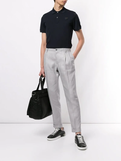 Shop Dolce & Gabbana Straight-leg Linen Trousers In Grey