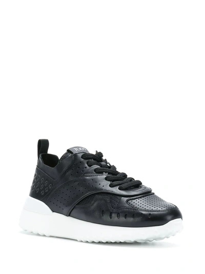 Shop Tod's Panelled Lace-up Sneakers In Black