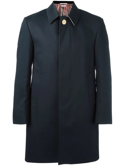 Thom Browne Mac Bal Collar Overcoat In Blue