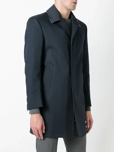 Thom Browne Mac Bal Collar Overcoat In Blue