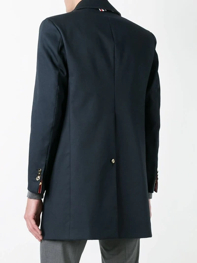 Thom Browne Mac Bal Collar Overcoat In Blue