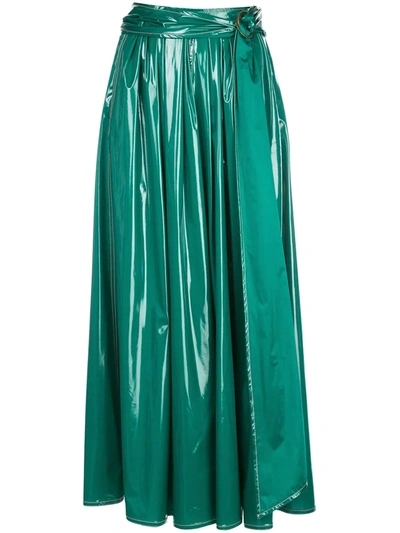 Sies Marjan Amalia Belted Coated-jersey Maxi Skirt In Green