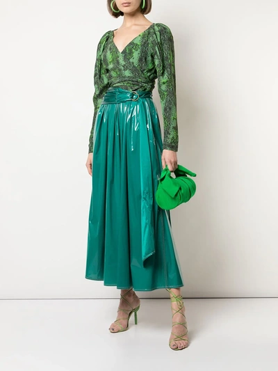 Sies Marjan Amalia Belted Coated-jersey Maxi Skirt In Green