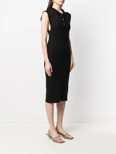 Shop Jacquemus Polo Collar Fitted Dress In Black