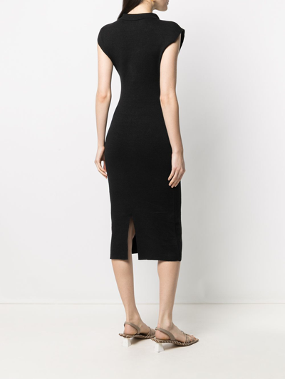 Shop Jacquemus Polo Collar Fitted Dress In Black