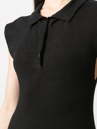 Shop Jacquemus Polo Collar Fitted Dress In Black
