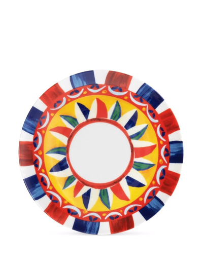 Dolce & Gabbana Carretto-print Porcelain Dessert Plates (set Of 2) In White