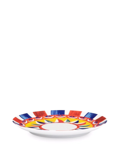 Dolce & Gabbana Carretto-print Porcelain Dessert Plates (set Of 2) In White