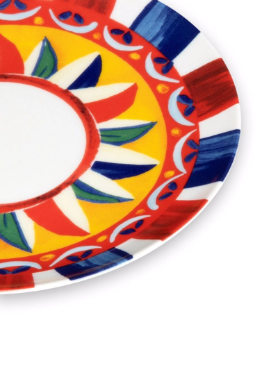 Shop Dolce & Gabbana Carreto-print Porcelain Bread Plates (set Of 2) In White