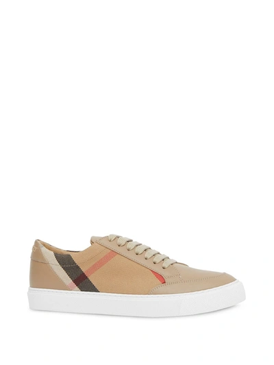 Shop Burberry House Check Sneakers In Brown