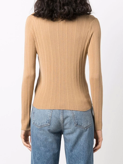 Shop Vince Knitted V-neck Top In Nude