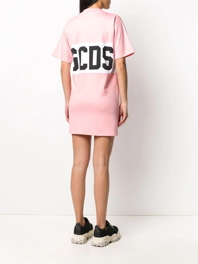 Shop Gcds Logo Stamp T-shirt Dress In Pink
