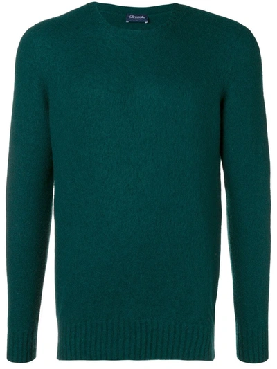Shop Drumohr Crew Neck Brushed Sweater In Green