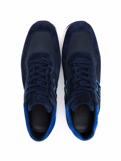 Shop Hogan Teen Low-top Panelled Suede Sneakers In Blue