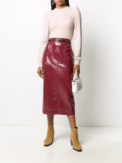 Shop Philosophy Di Lorenzo Serafini High-rise Midi Pencil Skirt In Red