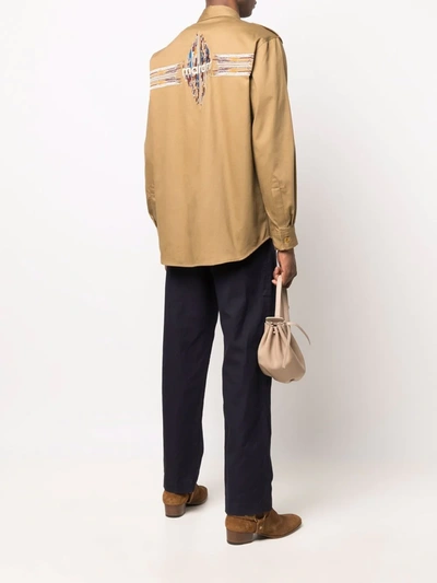 Shop Isabel Marant Logo-print Cotton Shirt In Neutrals