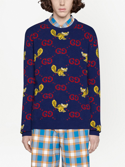 GUCCI X FREYA HARTAS GG ANIMAL WOOL JUMPER 