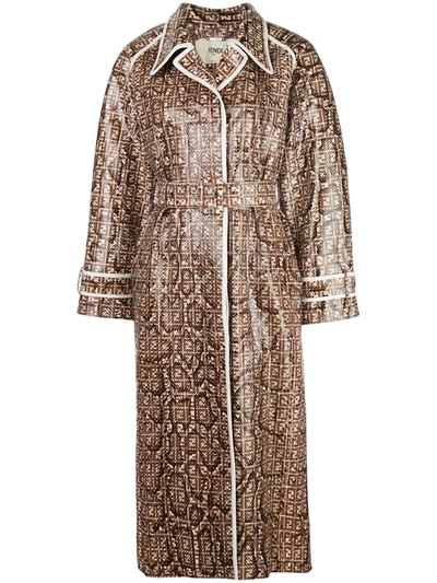 Shop Fendi Ff-motif Trench Coat In Brown