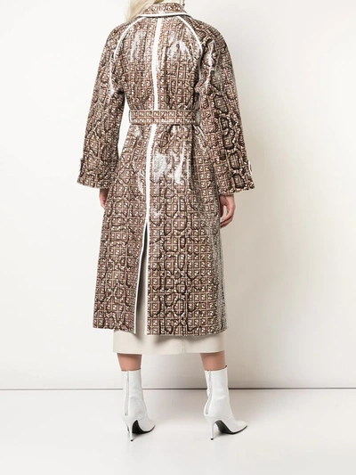 Shop Fendi Ff-motif Trench Coat In Brown