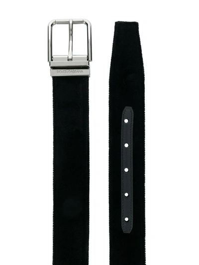 Shop Dolce & Gabbana Buckled Velvet Belt In Black