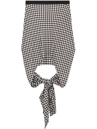 Shop Burberry Gingham Check Back Tie Skirt In Black