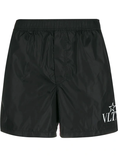 Shop Valentino Vltn Star Logo Swim Shorts In Black