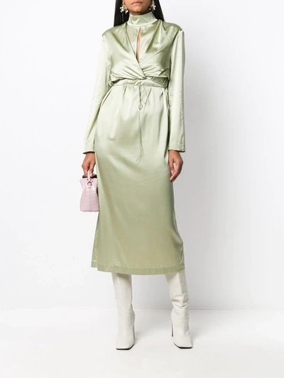 Shop Materiel Wrap Midi Dress In Green