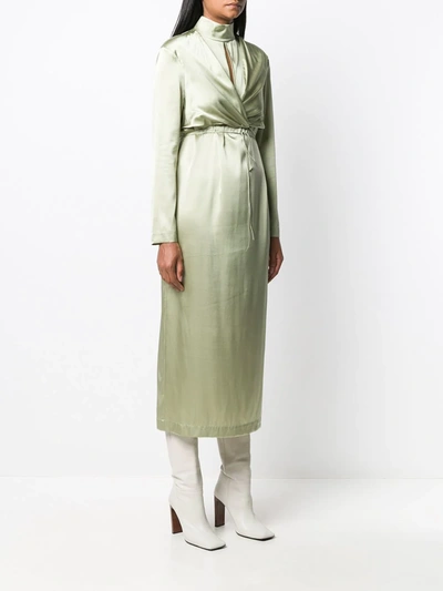 Shop Materiel Wrap Midi Dress In Green