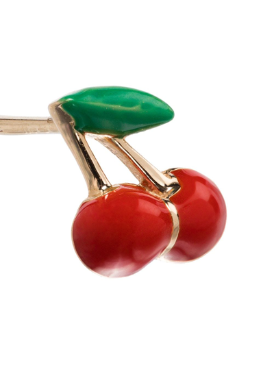 Shop Alison Lou 14kt Yellow Gold Cherry Earring In Red