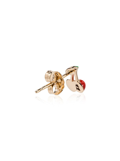 Shop Alison Lou 14kt Yellow Gold Cherry Earring In Red