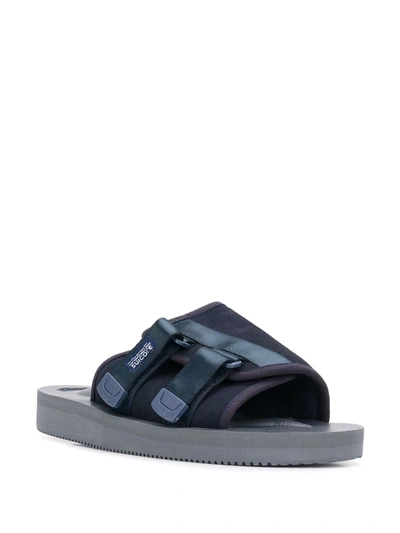 Shop Suicoke Double Strap Slides In Blue