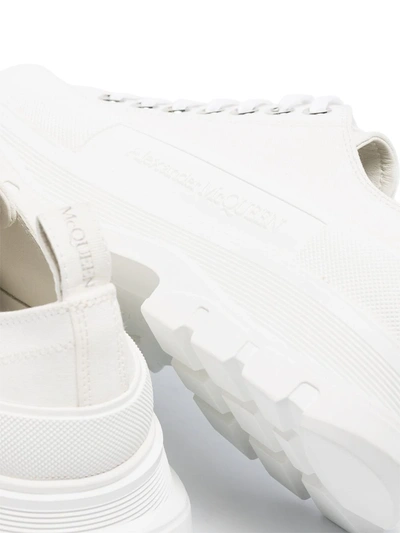 Shop Alexander Mcqueen Round-toe Cotton Sneakers In White
