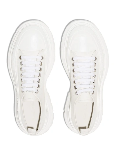 Shop Alexander Mcqueen Round-toe Cotton Sneakers In White