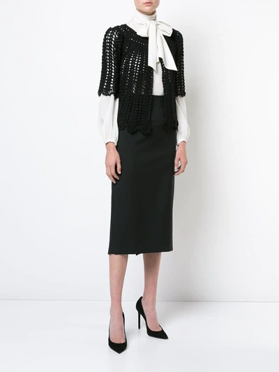 Shop Dolce & Gabbana Cropped Knit Cardigan In Black