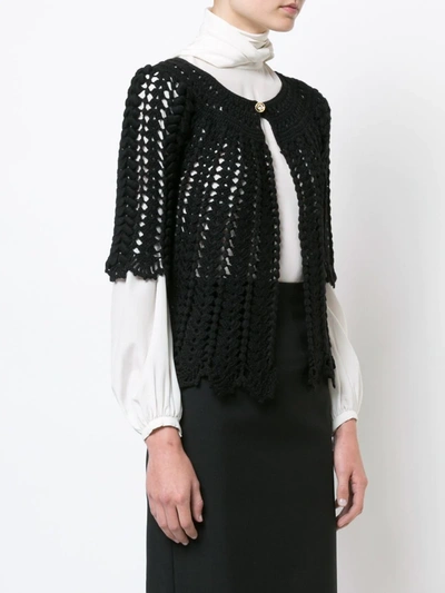 Shop Dolce & Gabbana Cropped Knit Cardigan In Black