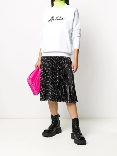 Off-white Script 21 Sweatshirt In White Cotton In White