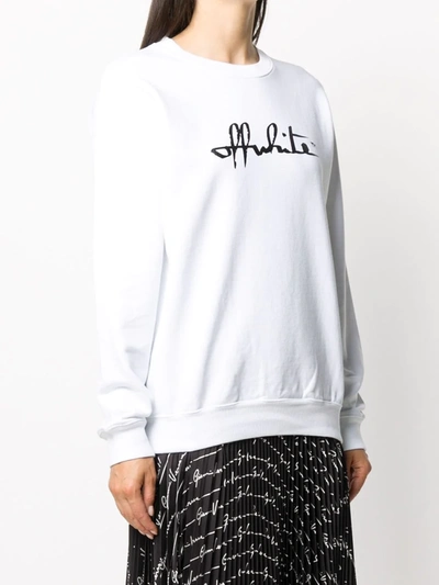 Off-white Script 21 Sweatshirt In White Cotton In White