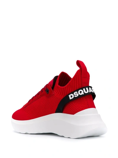DSQUARED2 拼色运动鞋 - 红色